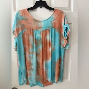 Tie-Dye Women's Top - Blue and Orange